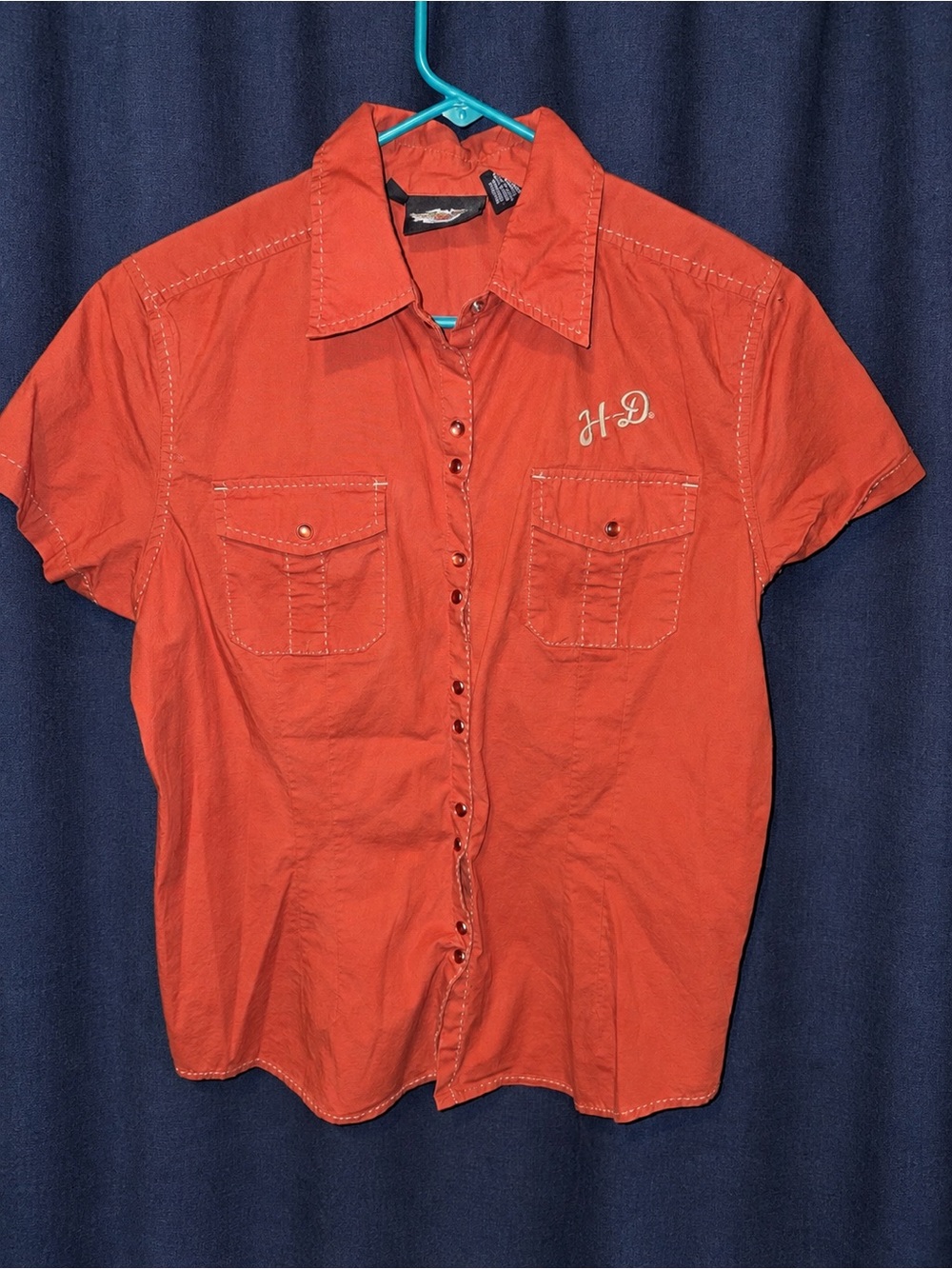 Harley-Davidson Short-Sleeve Button-Down Shirt - Orange